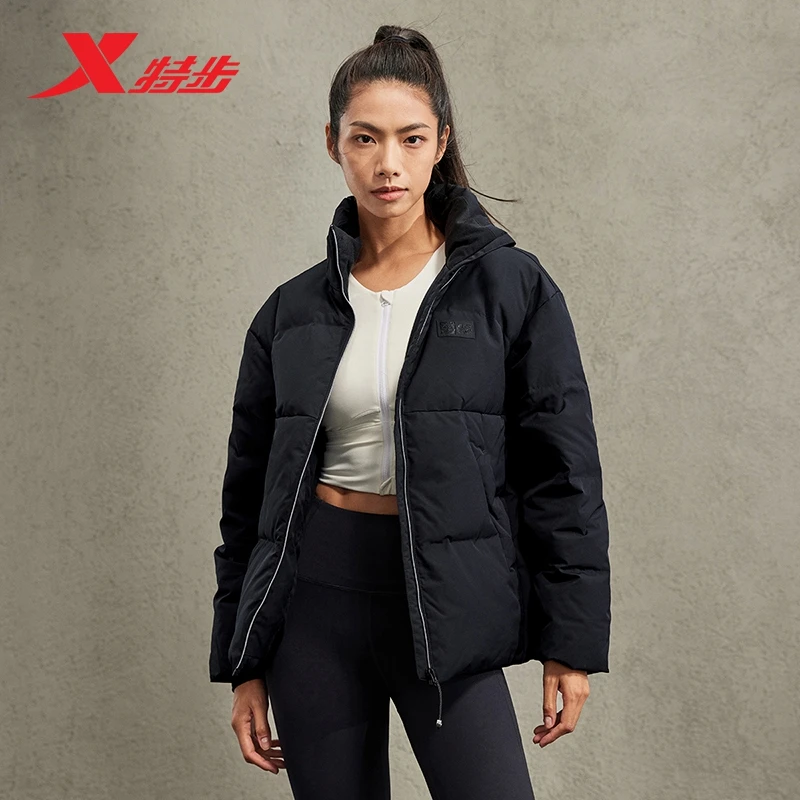 特步三防|羽绒服女士冬季新款立领加厚鸭绒外套977428190350