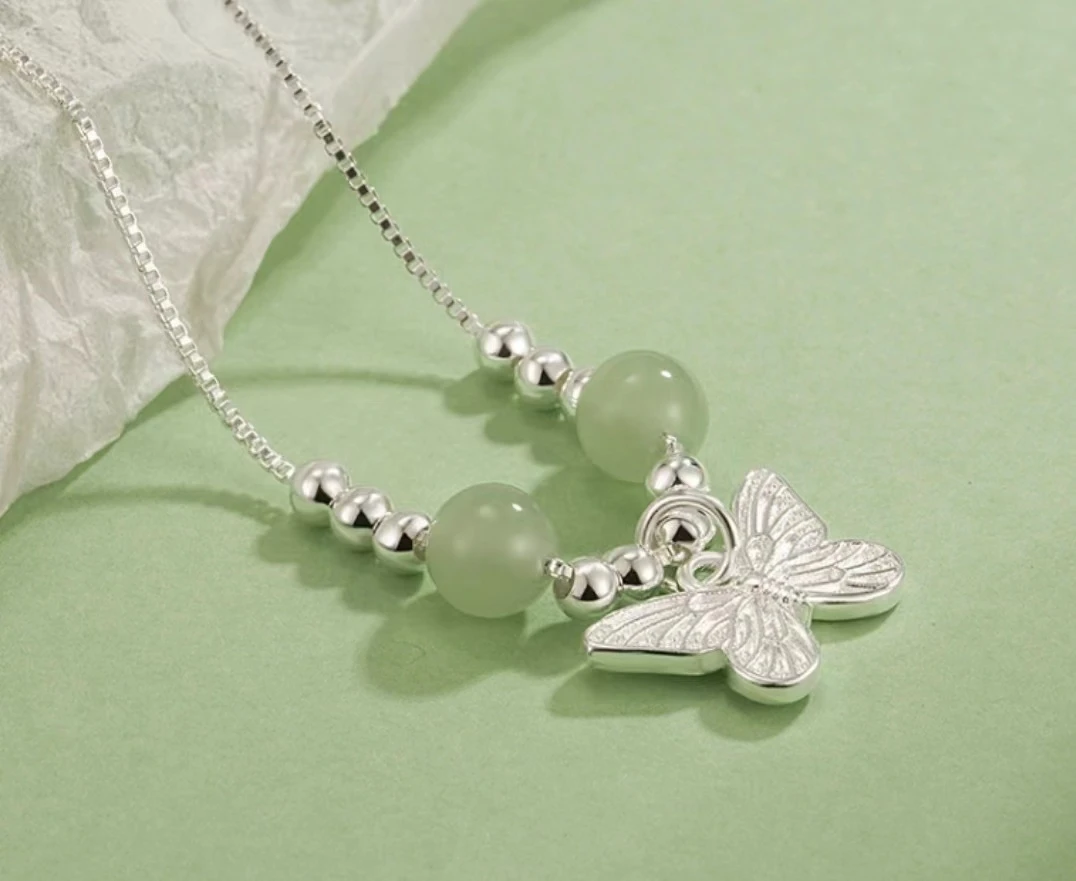 S925玉蝴蝶项链