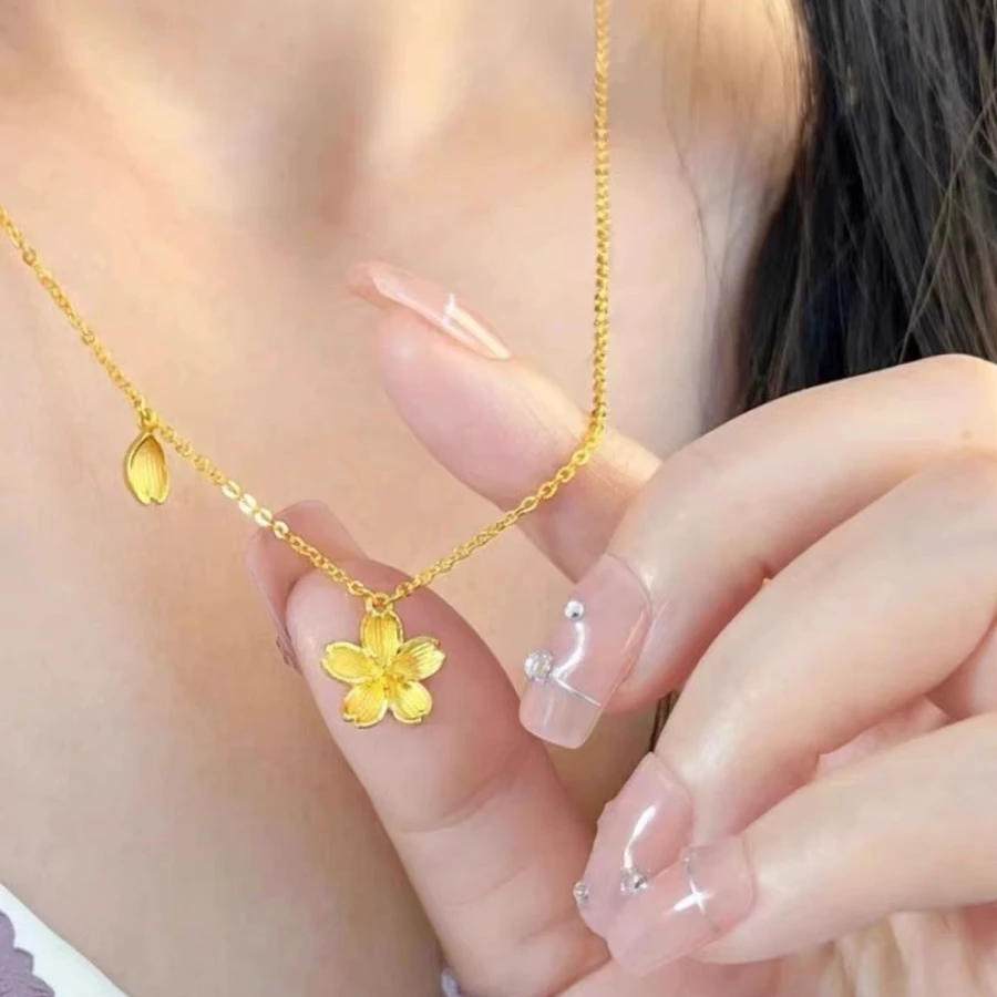 钛钢项链 樱花项链