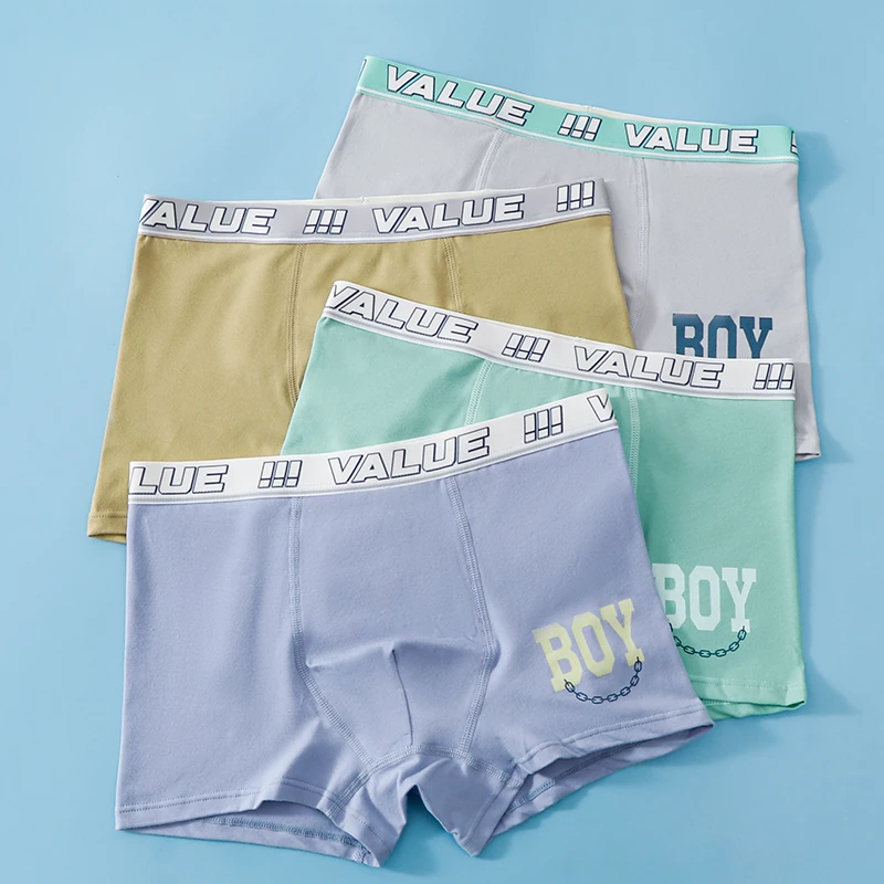 拇指空间夏季纯棉7A抑菌儿童中大童初中生高中生发育期平角透气