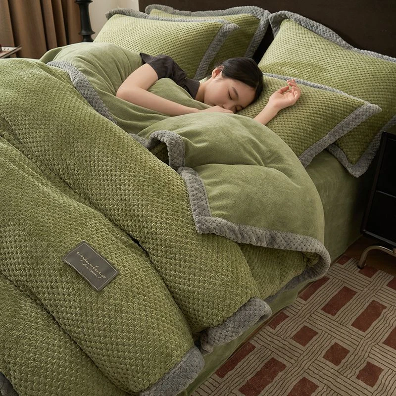 加厚牛奶绒单被套双面绒保暖珊瑚绒法兰绒单件被罩四件套学生宿舍