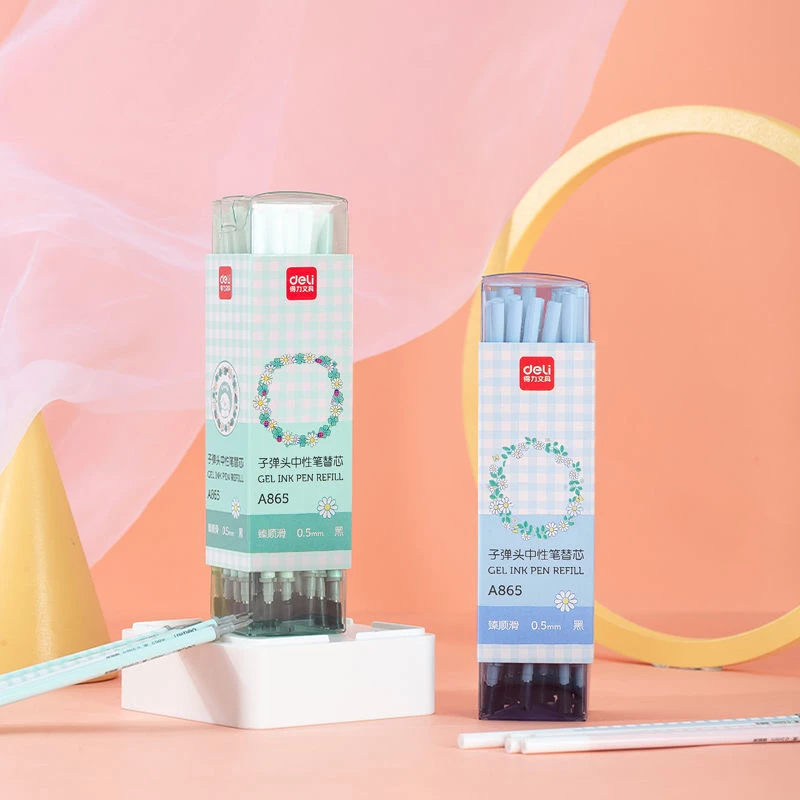 Deli/得力1盒40支黑色中性芯0.5笔芯A865