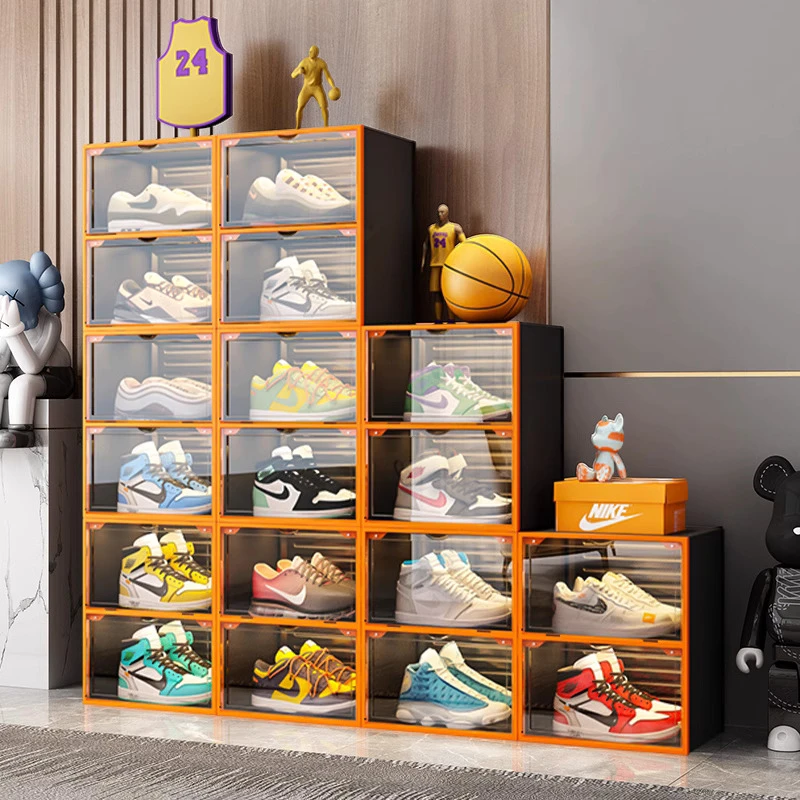 aj鞋盒鞋子收纳透明球鞋存放防氧化仿亚克力网红鞋架鞋墙折叠鞋柜