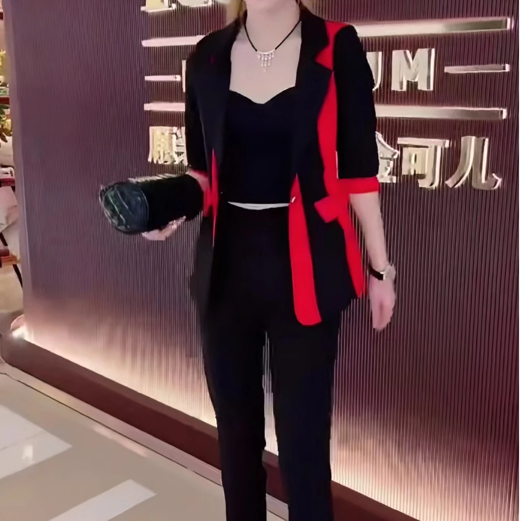 8800夏季气质显瘦修身洋气时尚百搭西装套装