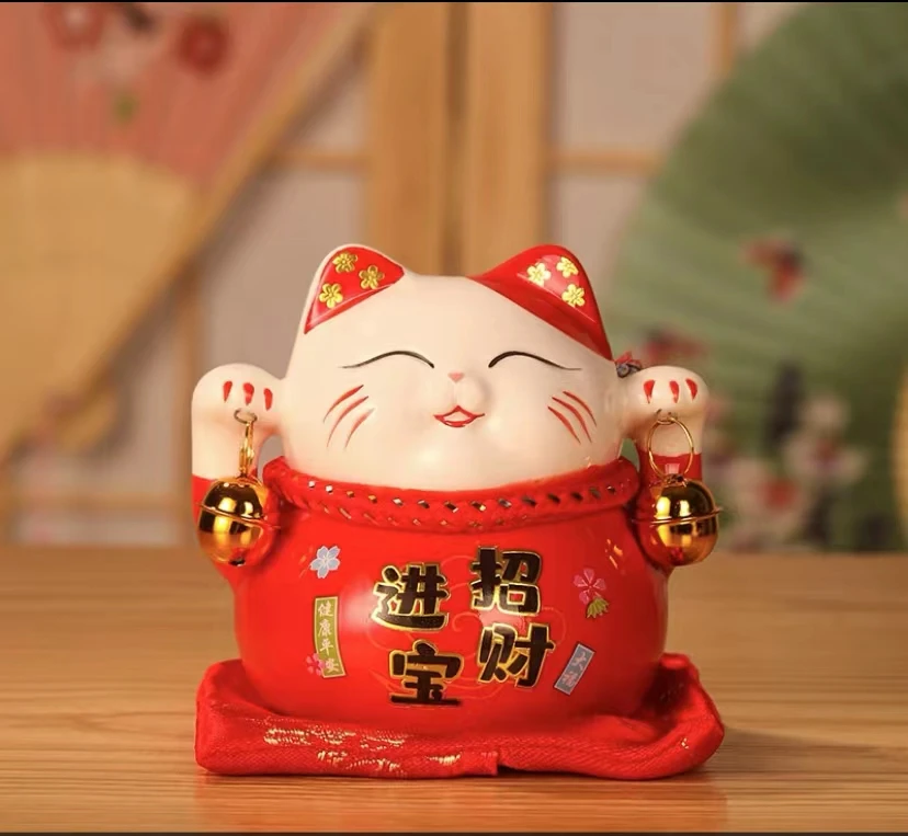 -陶源茶具/推荐招财猫小摆件陶瓷创意礼品家居装饰日本存钱罐