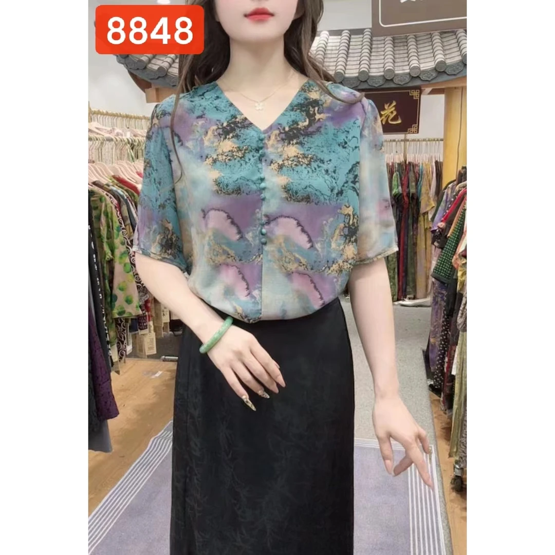 8848-10新款女士夏季中袖小衫