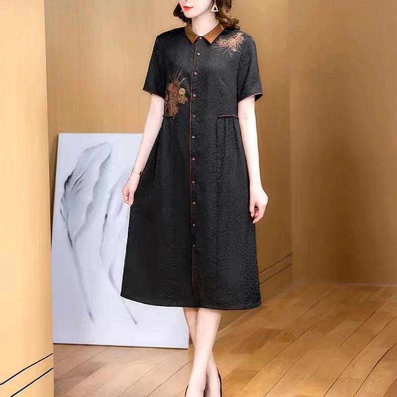 1-078-10（黑）新款时尚气质休闲连衣裙