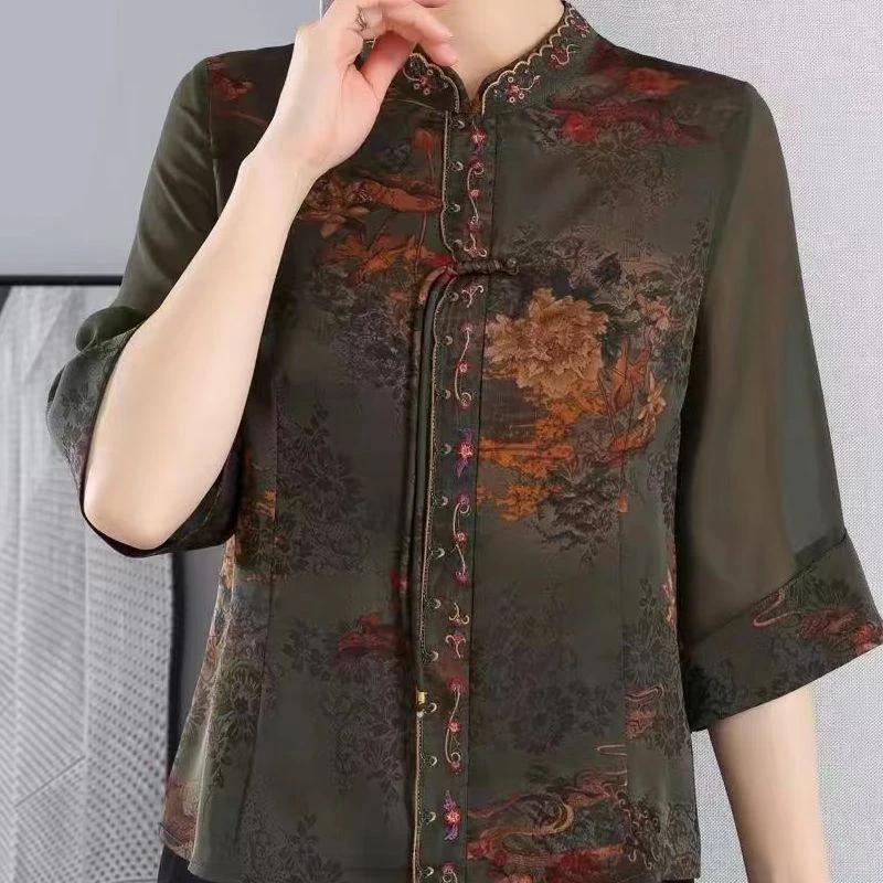 9-045-10（蓝绿）新款舒适时尚印花小衫