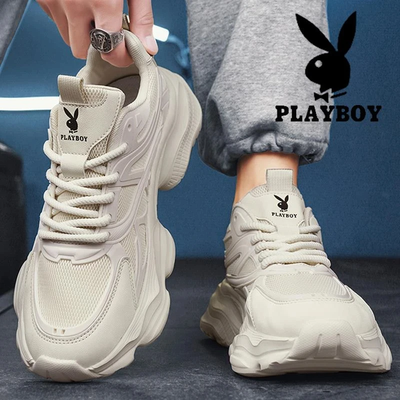 花花公子鞋子男款秋季透气新款潮牌港风老爹厚底休闲网面运动男鞋