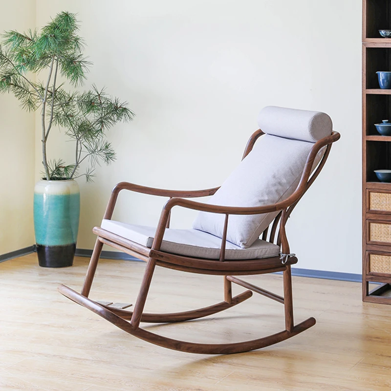 新中式实木摇摇椅单人躺椅小户型阳台客厅休闲懒人家用午睡椅简约