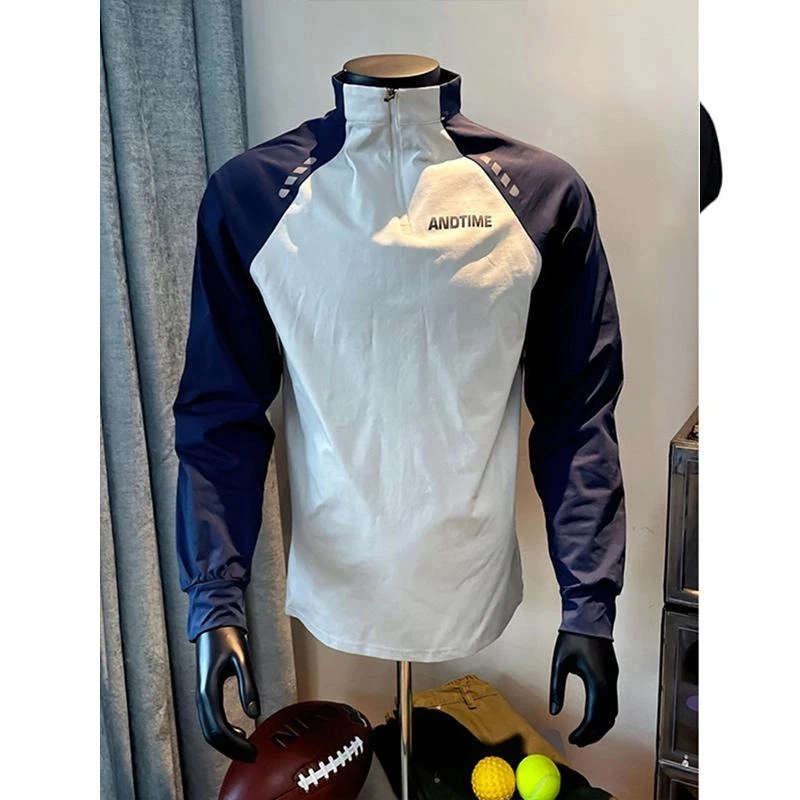 美式半拉链卫衣男款秋季健身运动小领口训练服显肌肉长袖t恤内搭