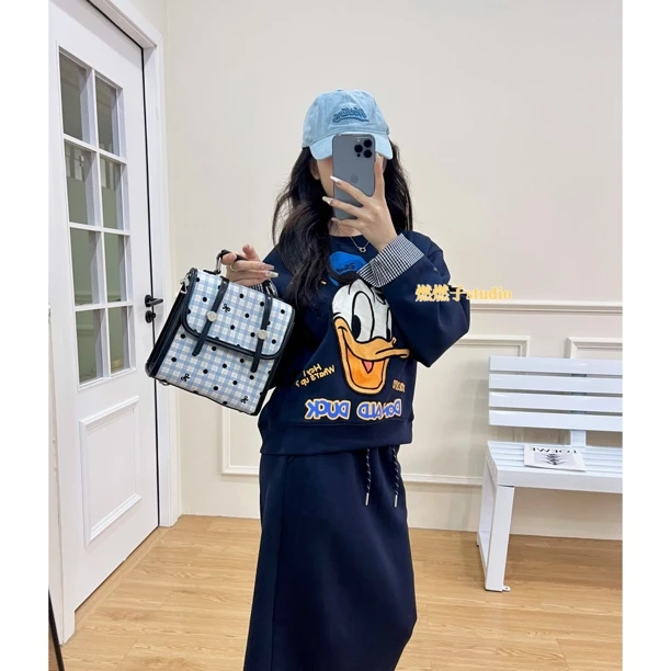 《8605》韩版立体刺绣卫衣时尚套装早秋新款高腰显半身长裙两件套