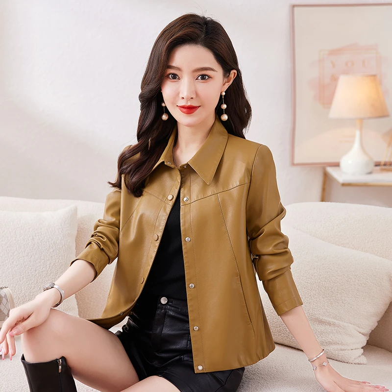 （2025海宁专属绵羊皮皮衣女）真皮时尚修身新款显瘦女神气质外套