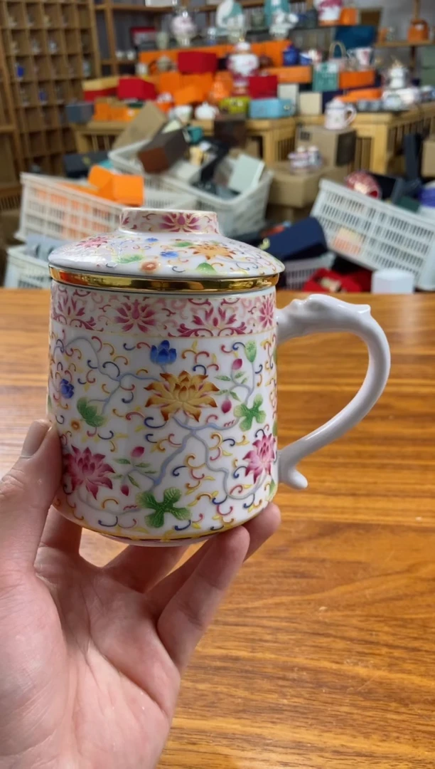 【闪购商品】其他京隆堂粉色缠枝莲办公杯