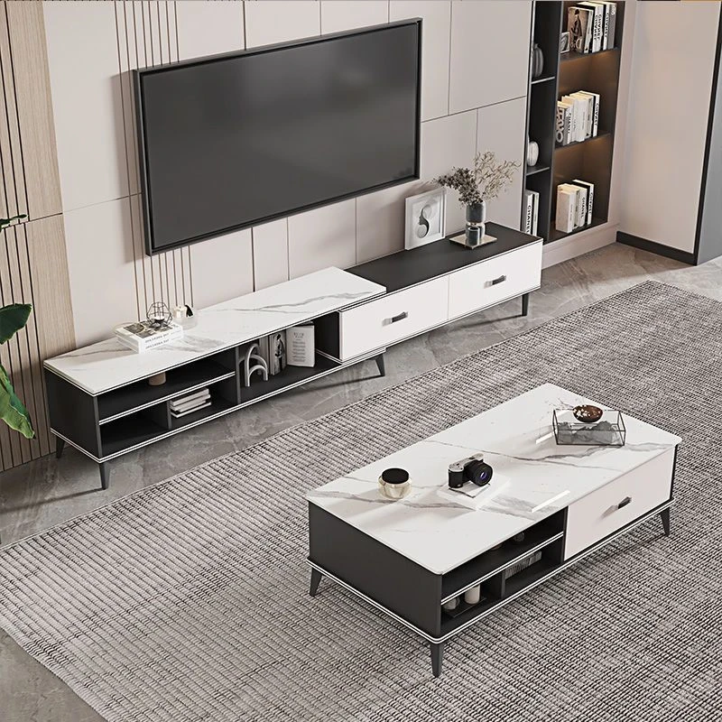 现代简约电视柜茶几组合北欧大小户型地柜白色客厅落地电视机柜子