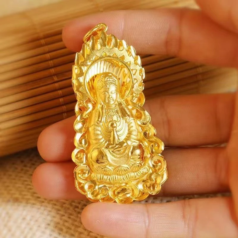 合金吊坠 火焰观音 永保平安 挂坠 金色