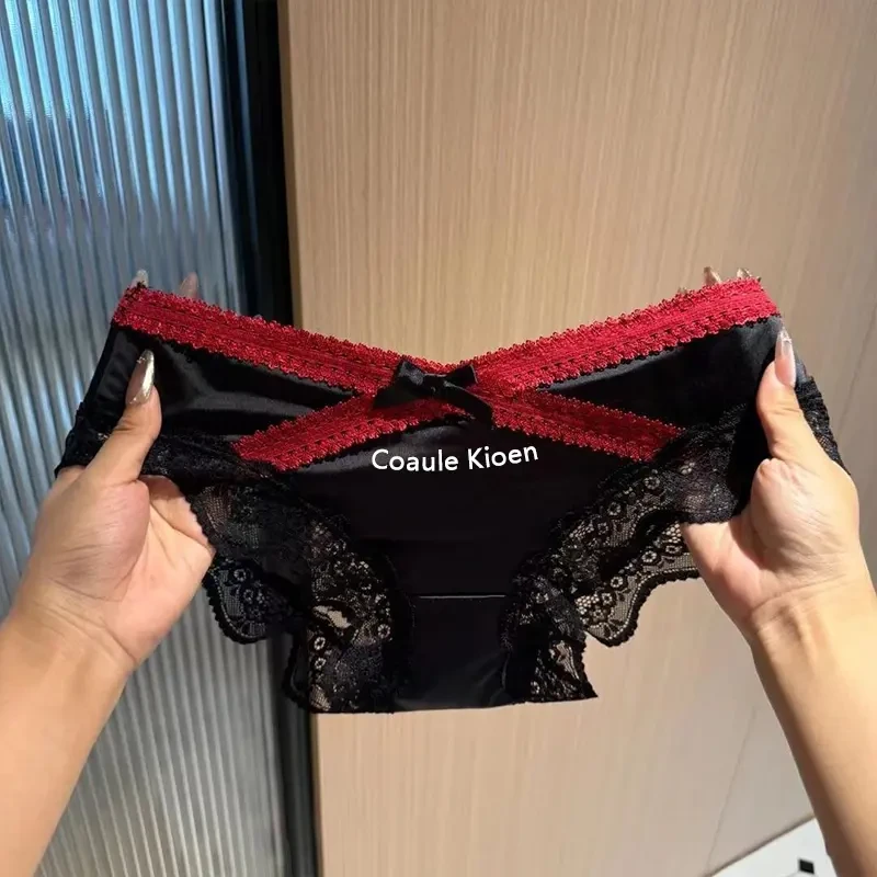 小香风纯欲蕾丝内裤女夏季薄款透气纯棉裆舒适提臀收腹低腰三角裤