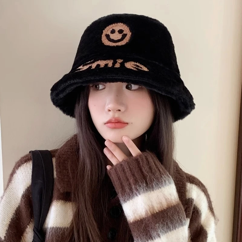 渔夫帽女秋冬季加厚毛绒可爱日系盆帽百搭显脸小冷帽保暖加厚帽子