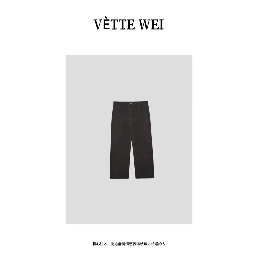 VÈTTE WEI “日系简约”灰棕色捏褶休闲裤 D6023