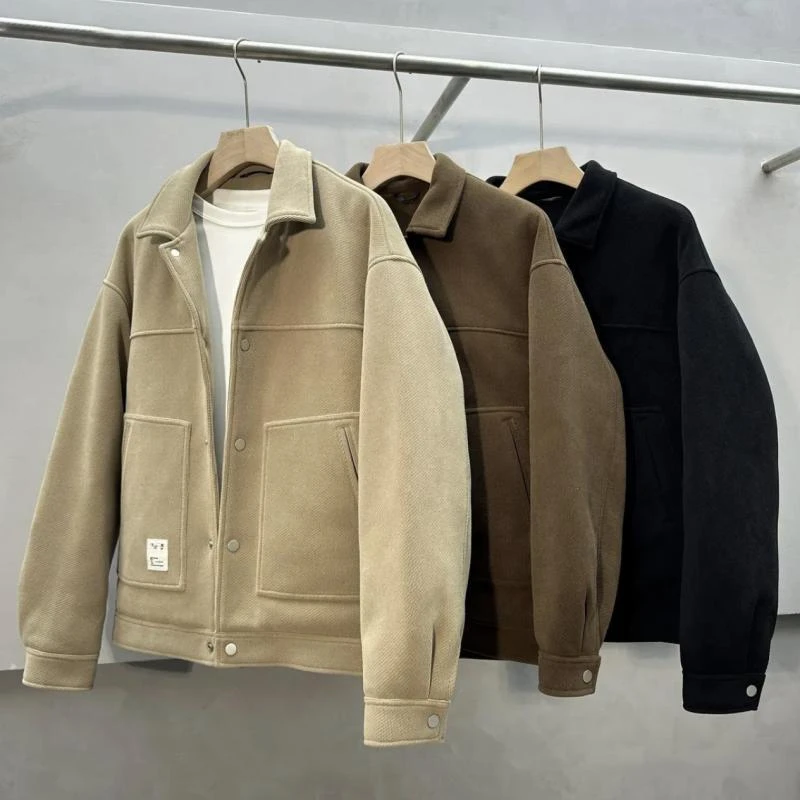 新款外套男春秋薄款商务休闲百搭潮流时尚翻领夹克上衣