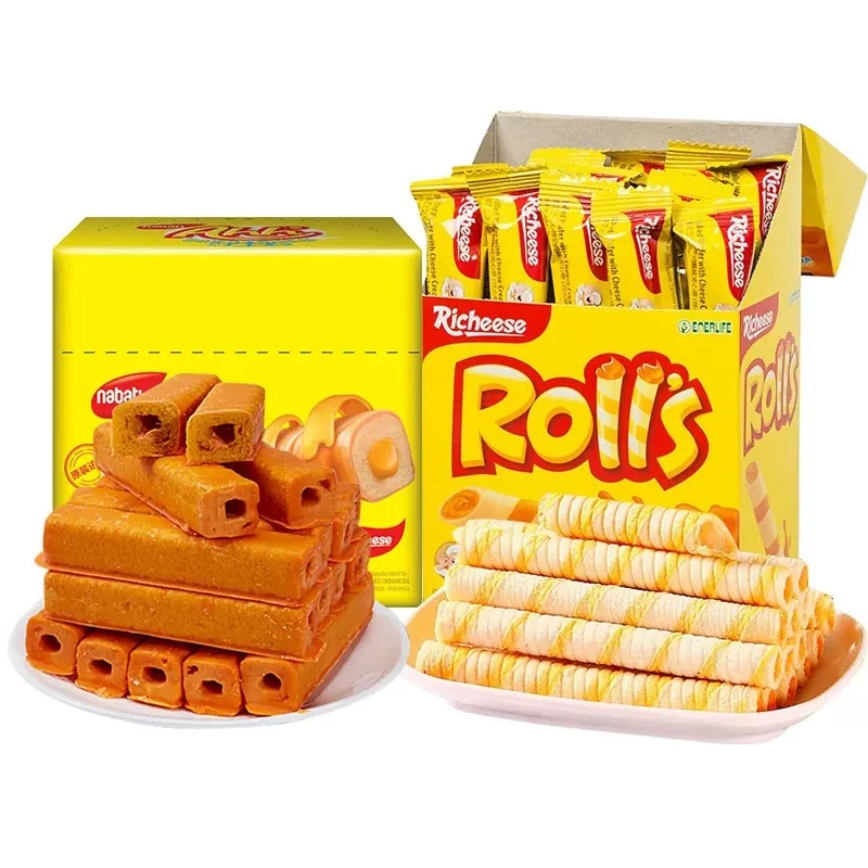 印尼纳宝帝威化饼干nabati丽芝士零食儿童聚餐8g巧克力芝士玉米棒