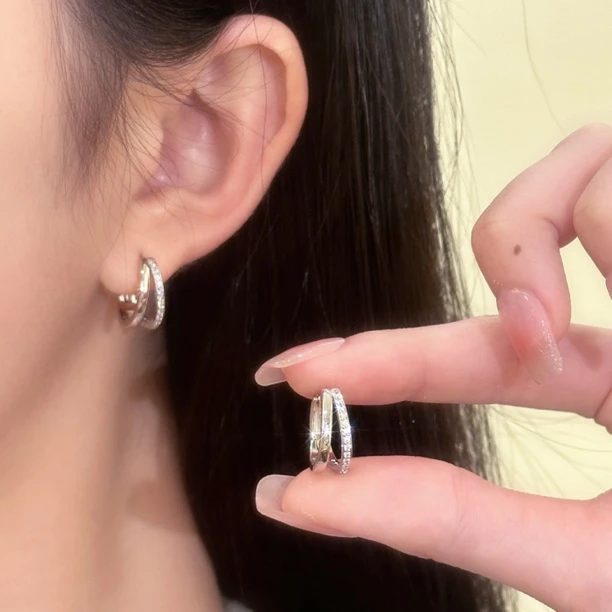 铜合金合成锆石耳饰 H-158 轻奢气质百搭时尚法式ins简约个性耳饰