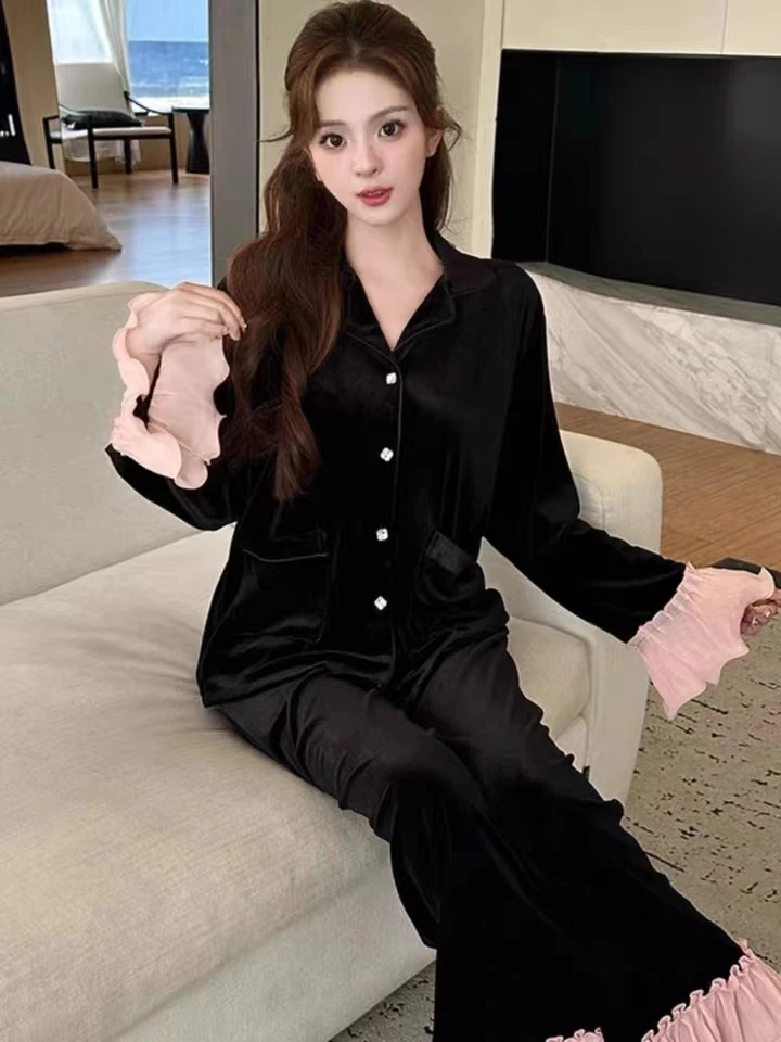 韩版秋冬新款简约气质舒适厚款长袖设计师款时尚套装