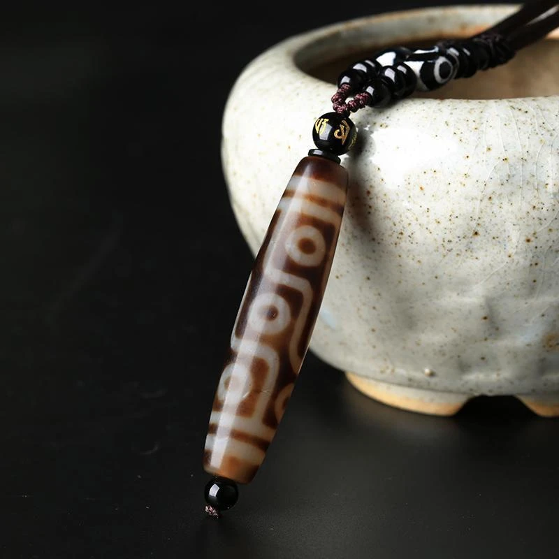 【送证书】西藏民族风九眼玛瑙吊坠男款毛衣链天然九眼玛瑙挂坠