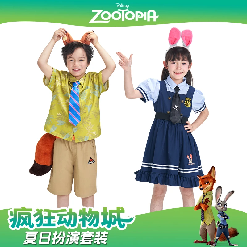 【爆款】疯狂动物城朱迪连衣裙尼克夏季学院风套装女童童装萌娃穿搭