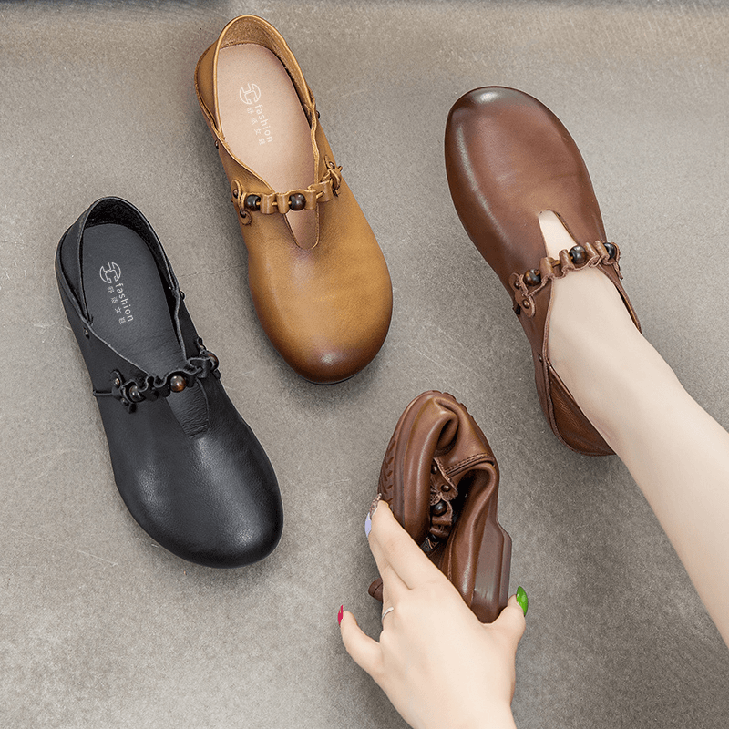 769春秋女款妈妈鞋软底软面舒适女鞋薄款中老年皮鞋平底复古单鞋