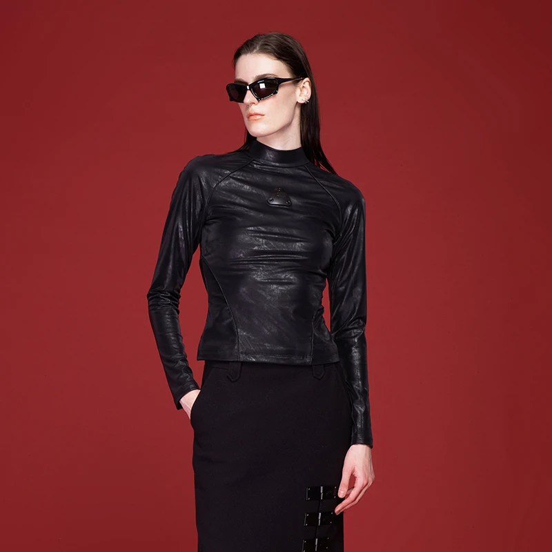 【COCO精选】AKTK分割立领修纯色百搭显瘦T恤女6C4B0205H001