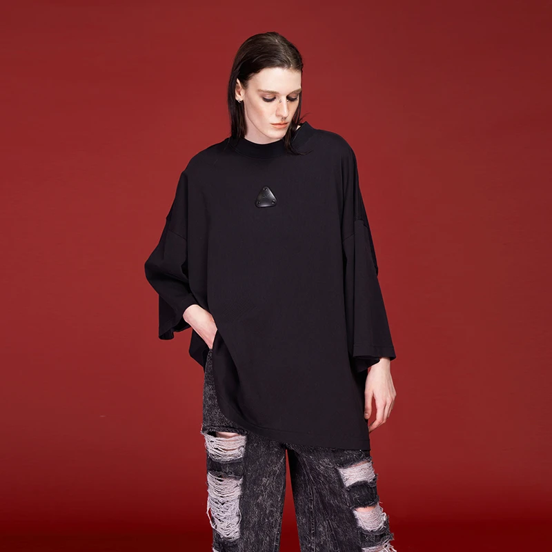 芦芦×AKTK  小众设计金属牌七分袖宽松t恤6C3M0102H935