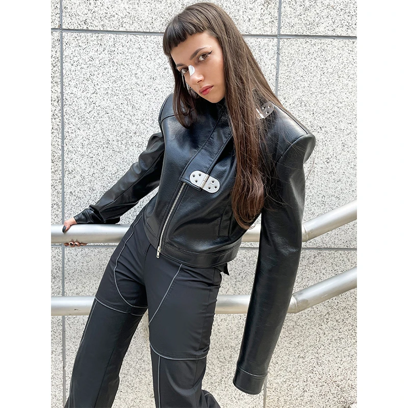 【大吉Aro专属】 AKTK 金属扣斜门襟夹克6A40614011A