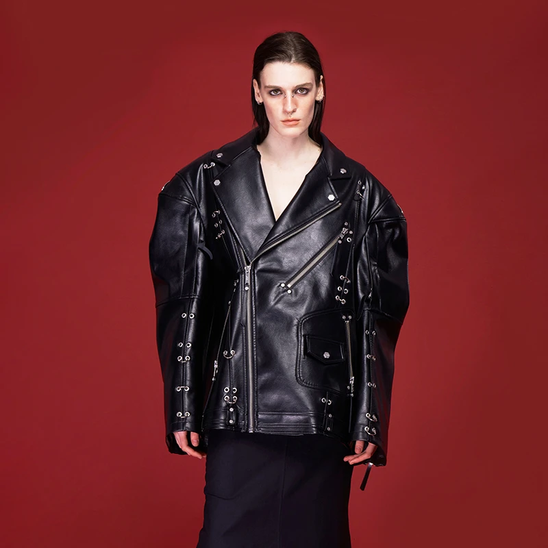 【大吉Aro专属】AKTK小众设计复古朋克机车皮衣6C4M1642H947