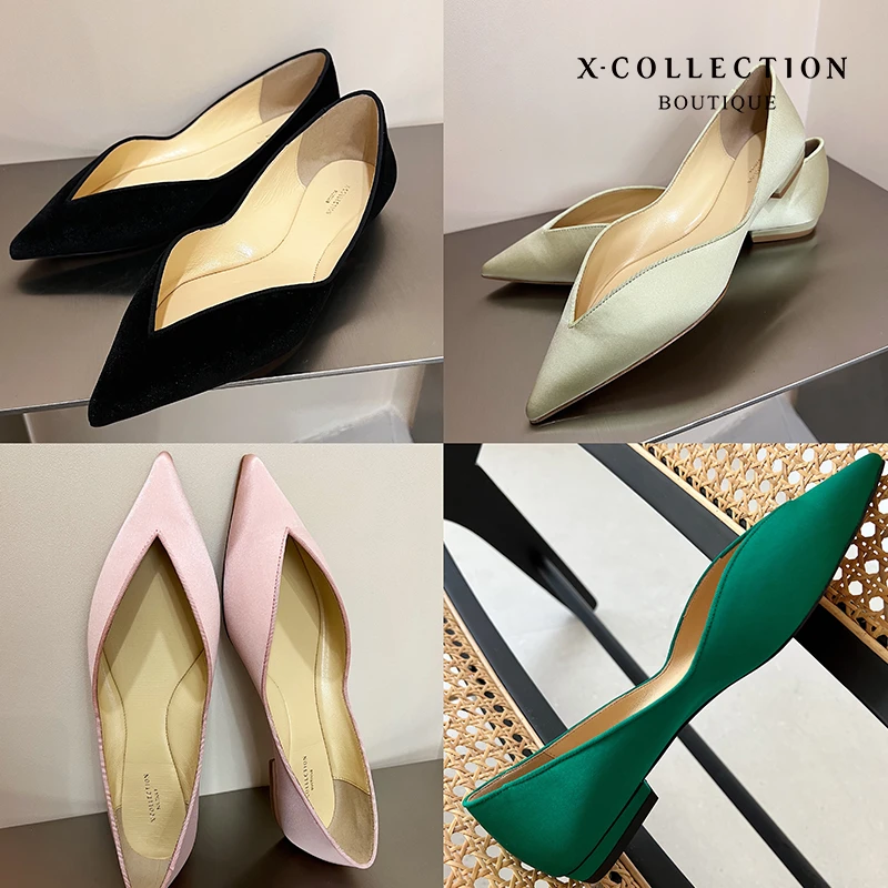 Xcollectionboutique经典新色经典尖头法式V口韩版平跟单鞋舒适