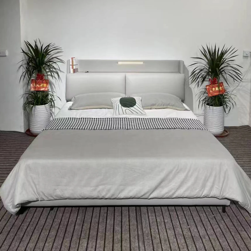 A002# 现代简约主卧多功能储物床小户型卧室收纳软包床