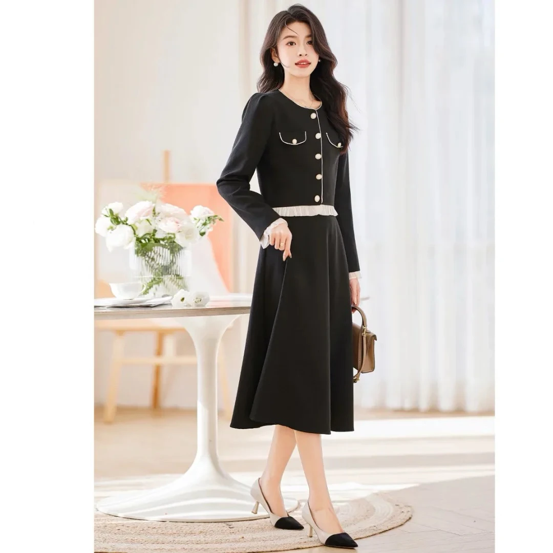 浮力清仓【TQ365】春秋小香风撞色上衣搭法式高级感裙子两件套