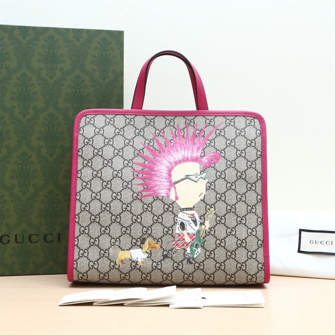 99新 GUCCI/古驰 儿童托特包 老花 PVCP243762397