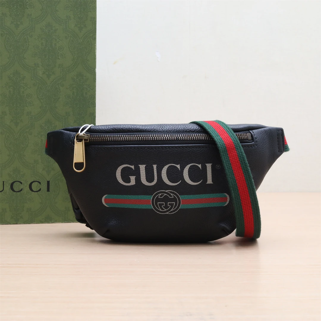 99新 GUCCI/古驰 Gucci 标识印花皮革腰包 小号 P224412566