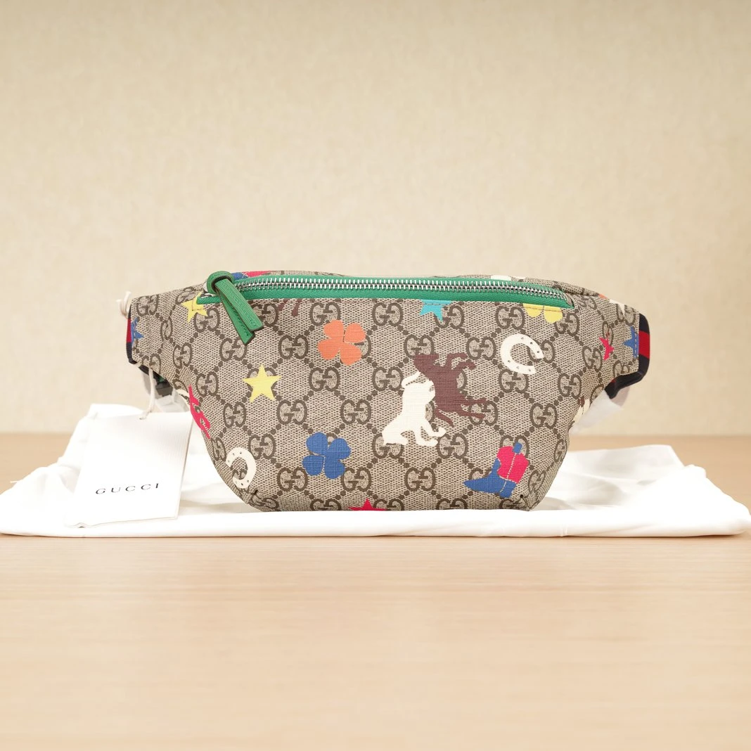 95新 GUCCI/古驰 儿童腰包 彩色小马 老花 P202116866