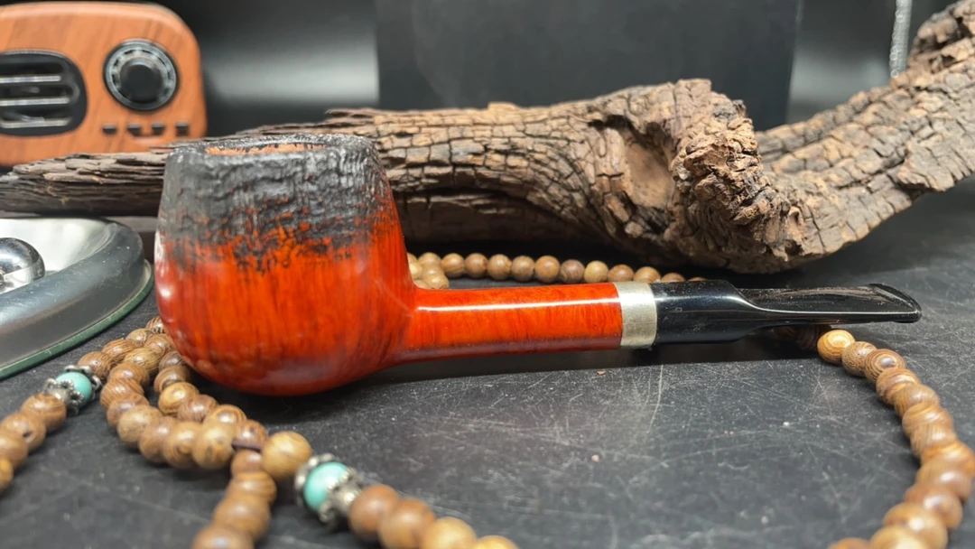 橙红色银圈小苹果直斗 石楠木手工烟斗工作室