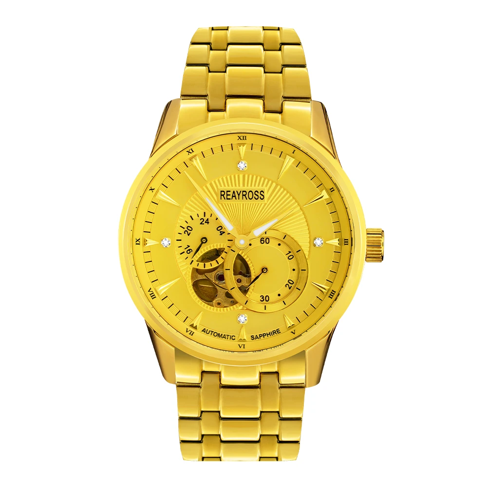 HA【大镂空】足金999/全自动机械手表多功能腕表