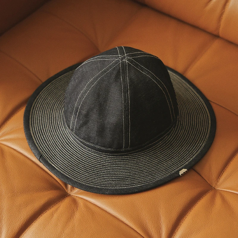 Acap Brand复古日系vintage阿美咔叽绅士礼帽棉牛仔大头围渔夫帽