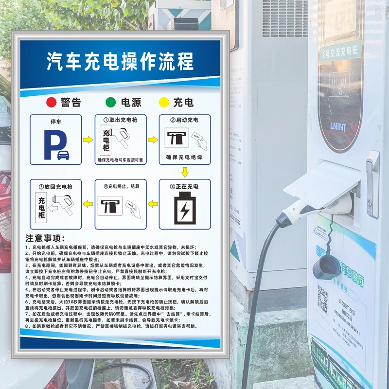 电动汽车新能源充电站规章管理制度牌小桔充电桩操作流程标识挂图