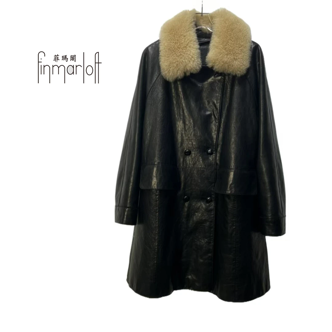 81202-1  高端大牌鹅绒服（大毛领）山羊皮风衣