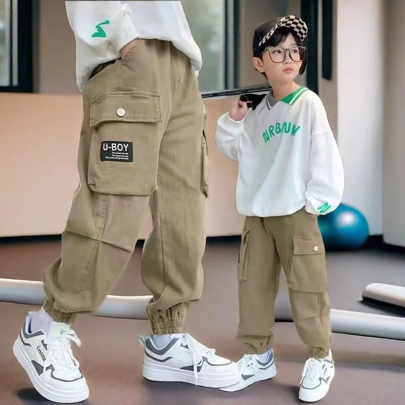 男童工装裤春秋装2024新款儿童裤子男孩宽松休闲裤中大童洋气裤子