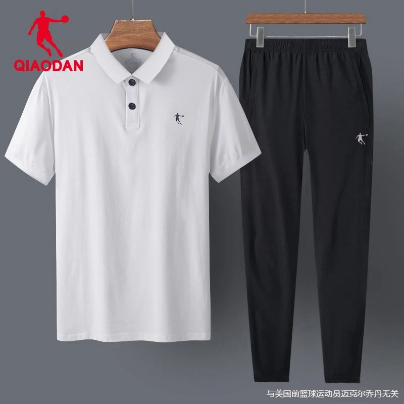 乔丹polo衫运动套装男款2025冬季休闲速干透气跑步短袖t恤短裤男
