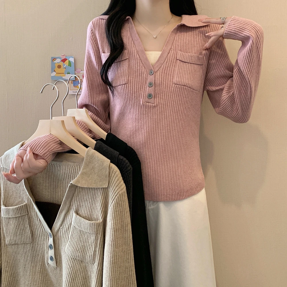 2024大码女装秋冬新款假两件加厚保暖打底针织衫3951