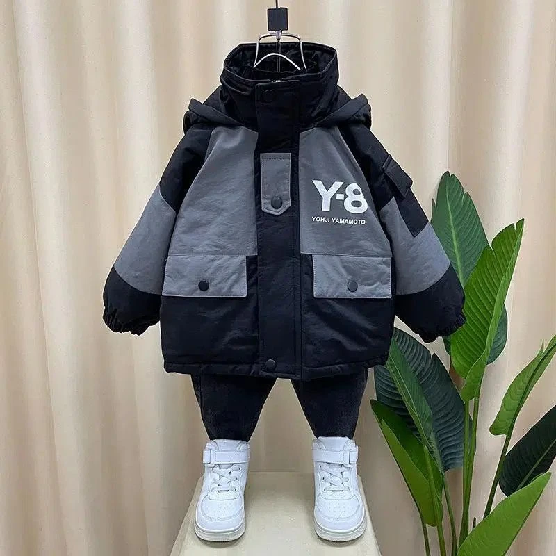【双12活动】童装男童加绒派克棉服2023新款宝宝冬装洋气棉袄外套