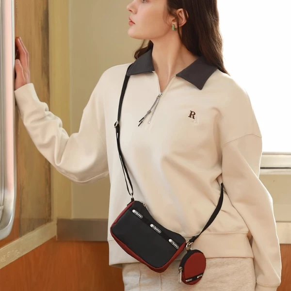 LeSportsac乐播诗新款TRENDY潮流外出通勤斜挎包拼色复古腋下包